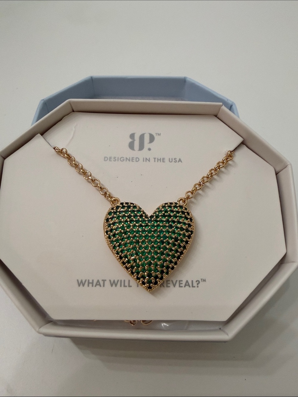 BP Emerald & Gold Heart Necklace